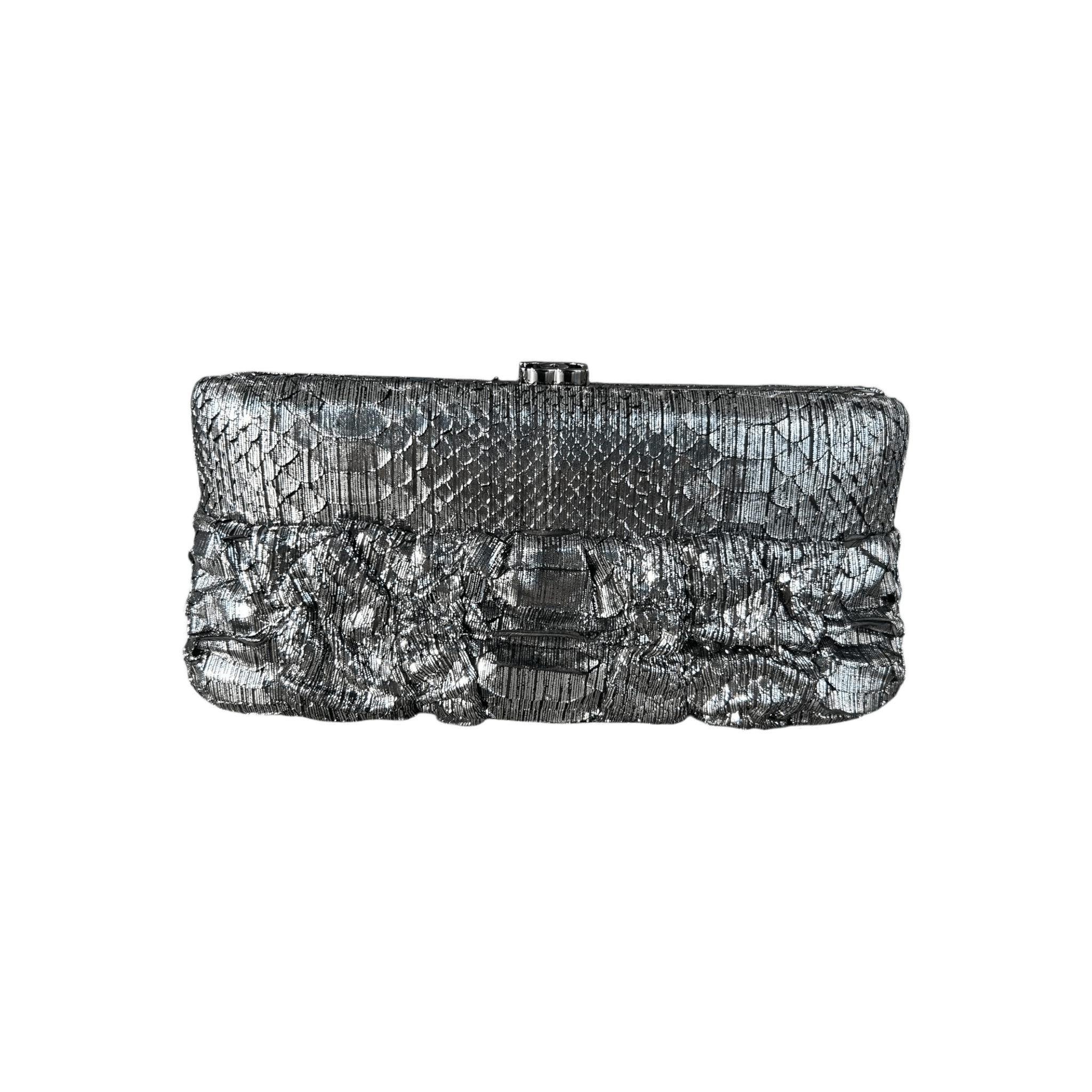 Chanel Silver Python Clutch on Chain Bag